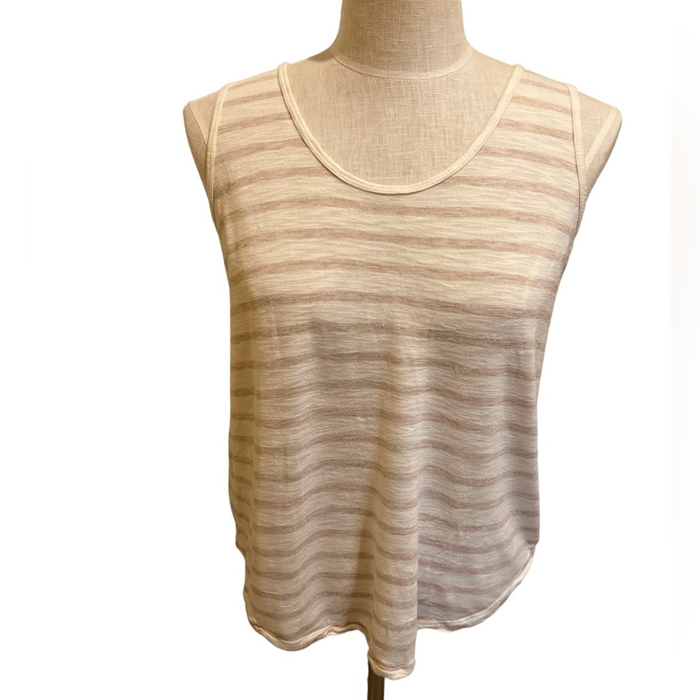 Madewell Striped Tank Top, Beige/White, Size Medium